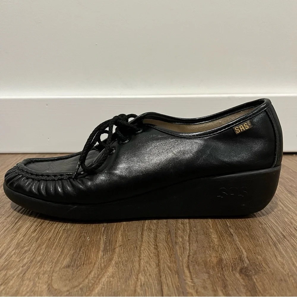 SAS Women's Black Leather Oxfords - Comfort Shoes - Size 8.5 - Picture 13 of 16